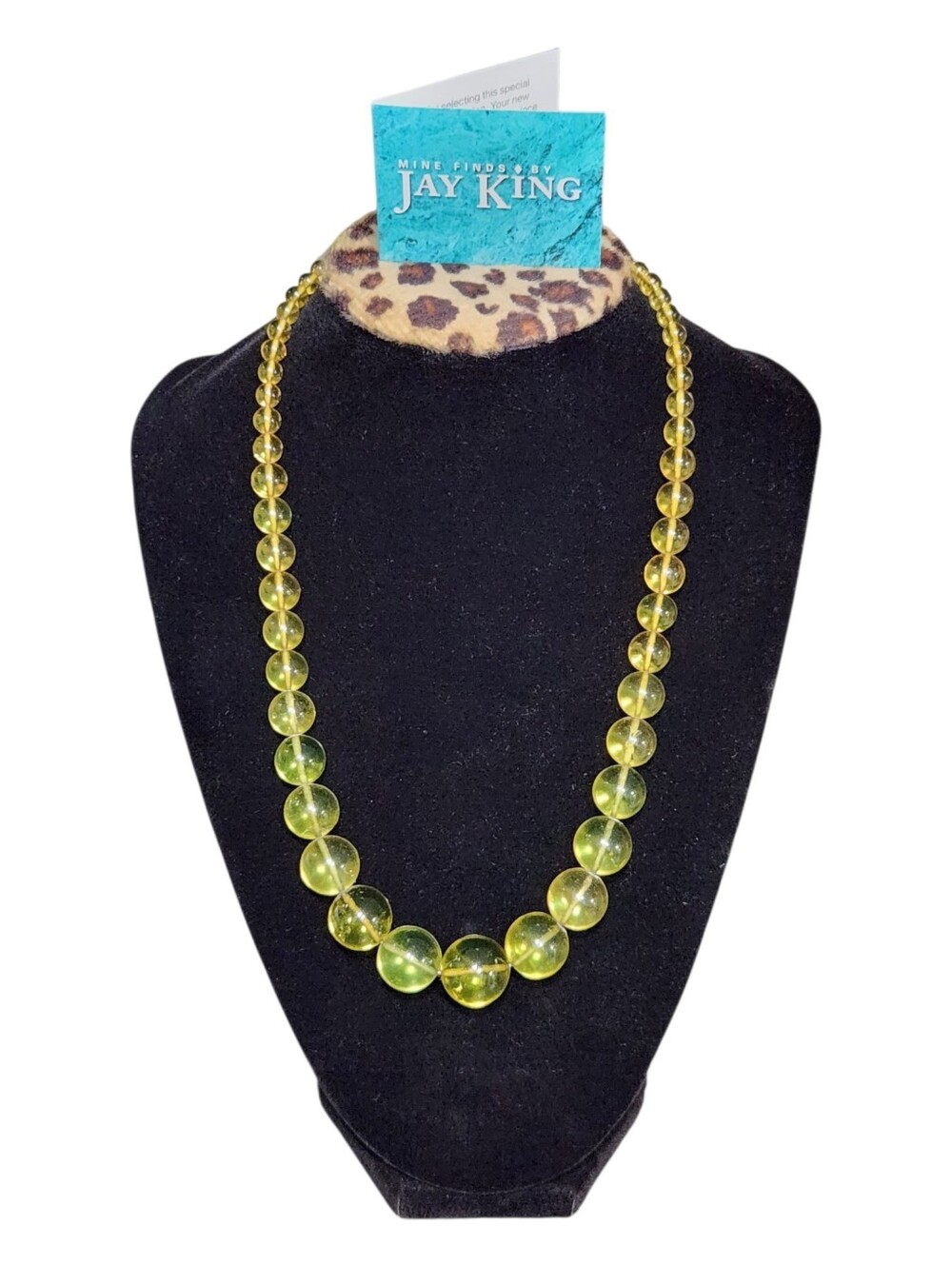 NEW! Jay King Mine Finds Rare Green Compressed Amber Graduated Bead 18" Necklace